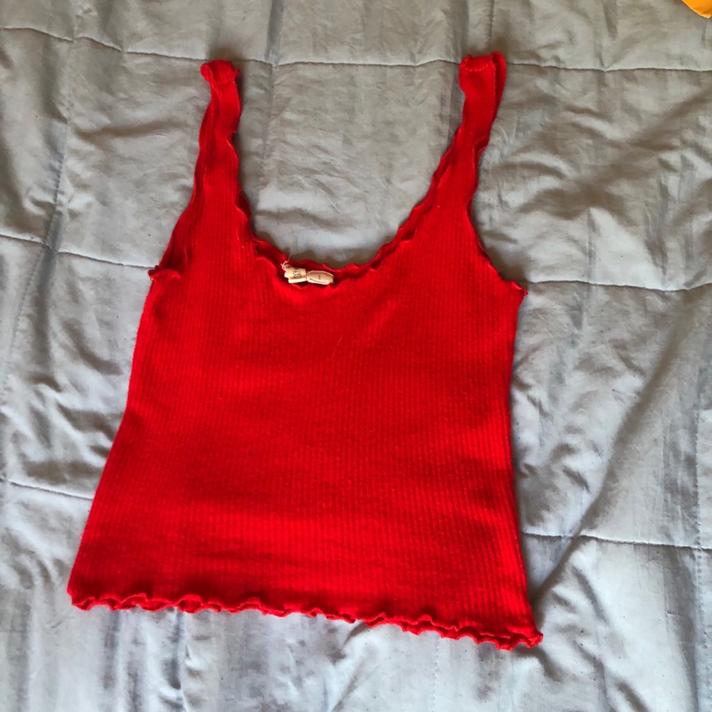 Red cropped tank top